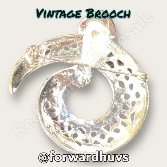 Bundle Sale 3 for $15 | Vintage Silver Tone Metal Brooch | Rhinestone - Faux Pea - Picture 4 of 8